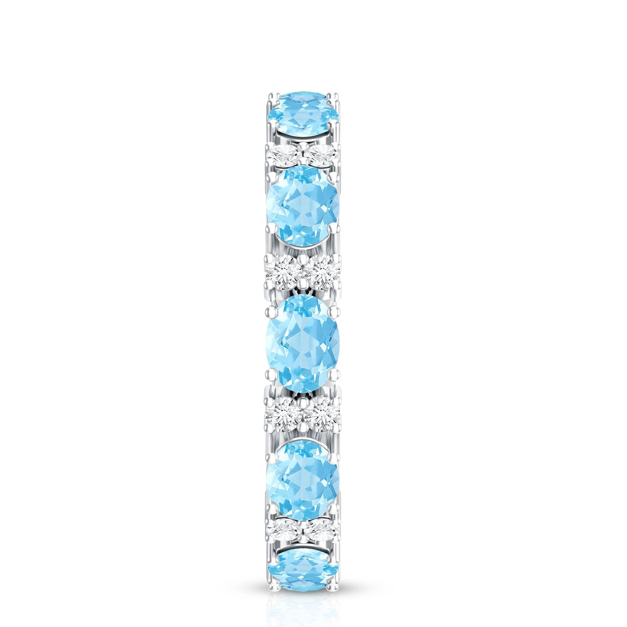 Natural Aquamarine Diamond Eternity Wedding Band in East West Style