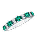 Certified Oval Lab Grown Emerald Half Eternity Ring with Diamond