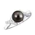 Tahitian Pearl Solitaire Ring with Diamond Accent