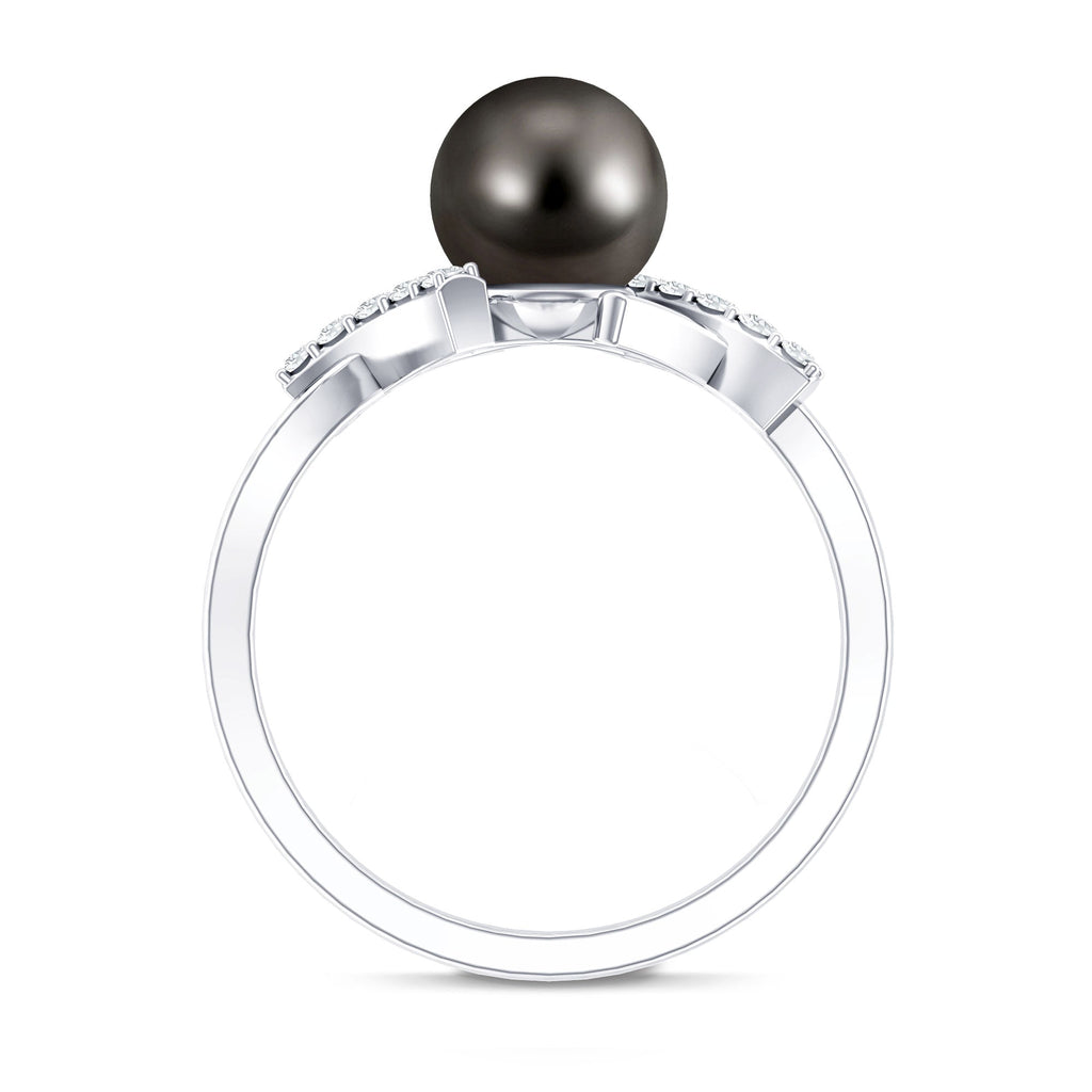 Tahitian Pearl Solitaire Ring with Diamond Accent