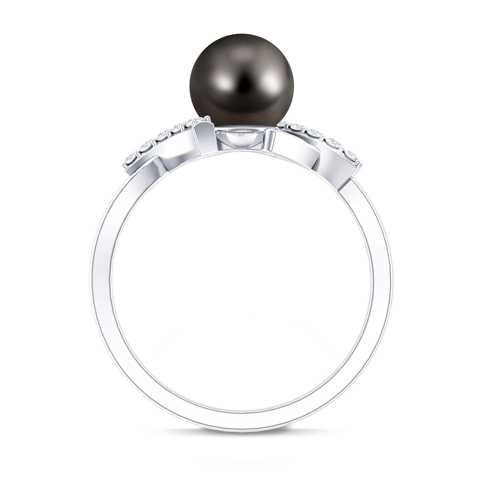 Tahitian Pearl Solitaire Ring with Diamond Accent