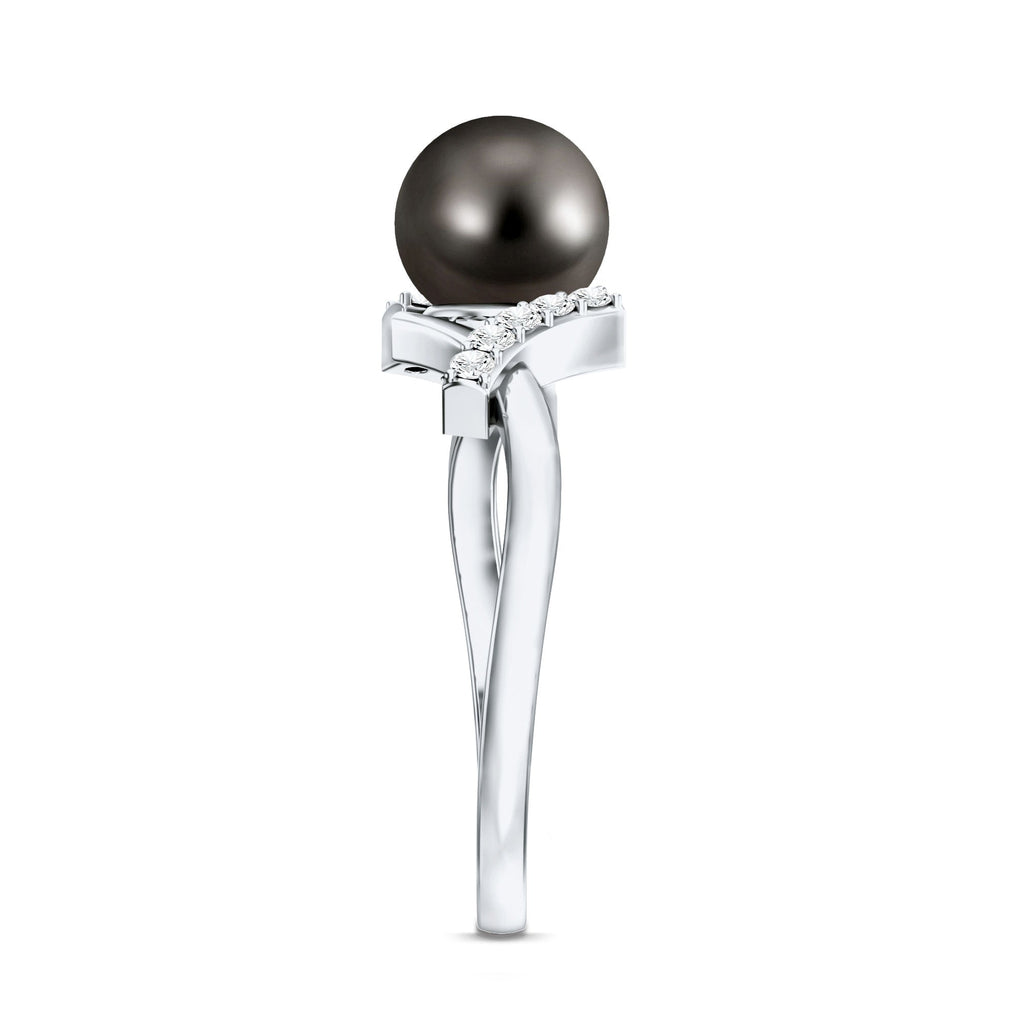 Tahitian Pearl Solitaire Ring with Diamond Accent