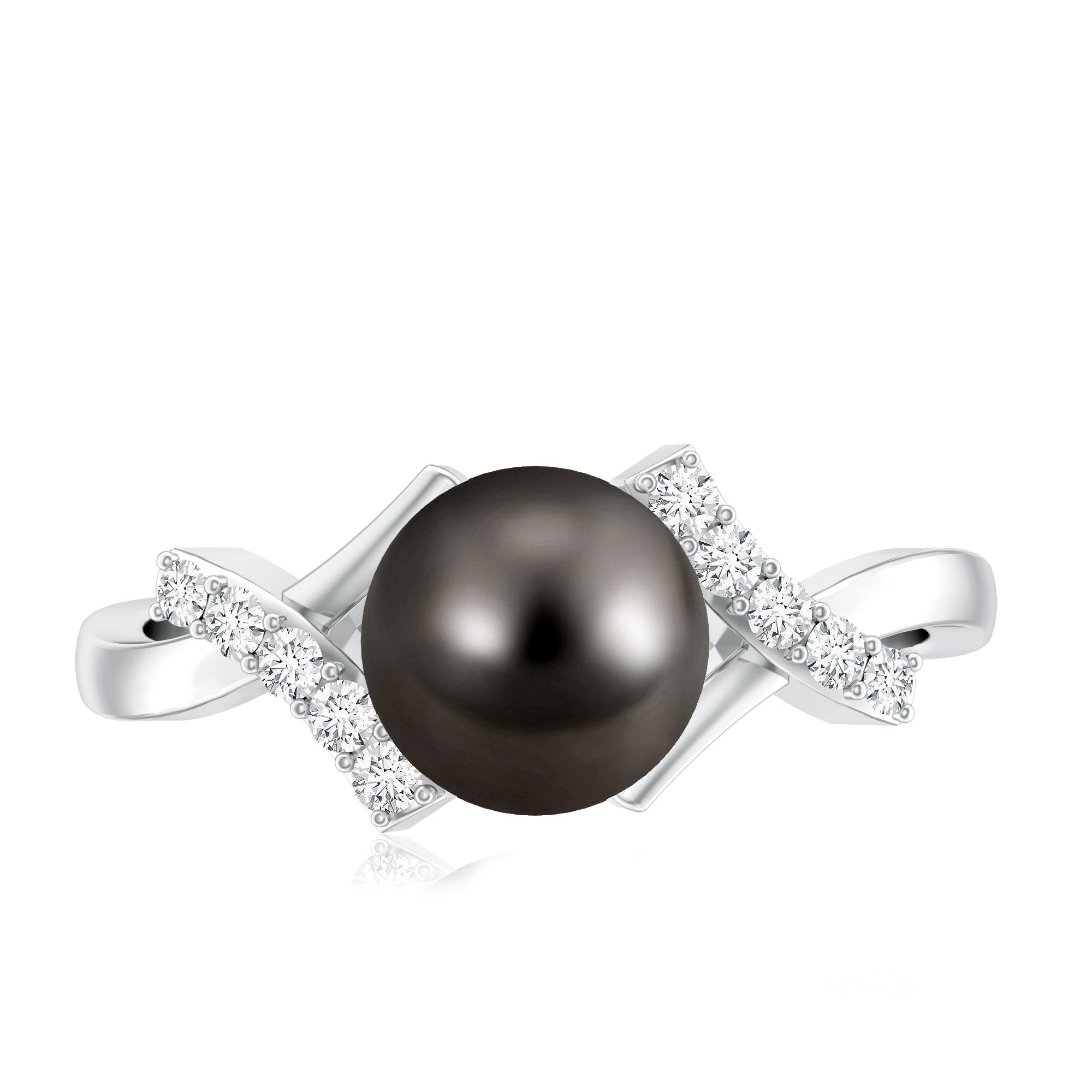 Tahitian Pearl Solitaire Ring with Diamond Accent