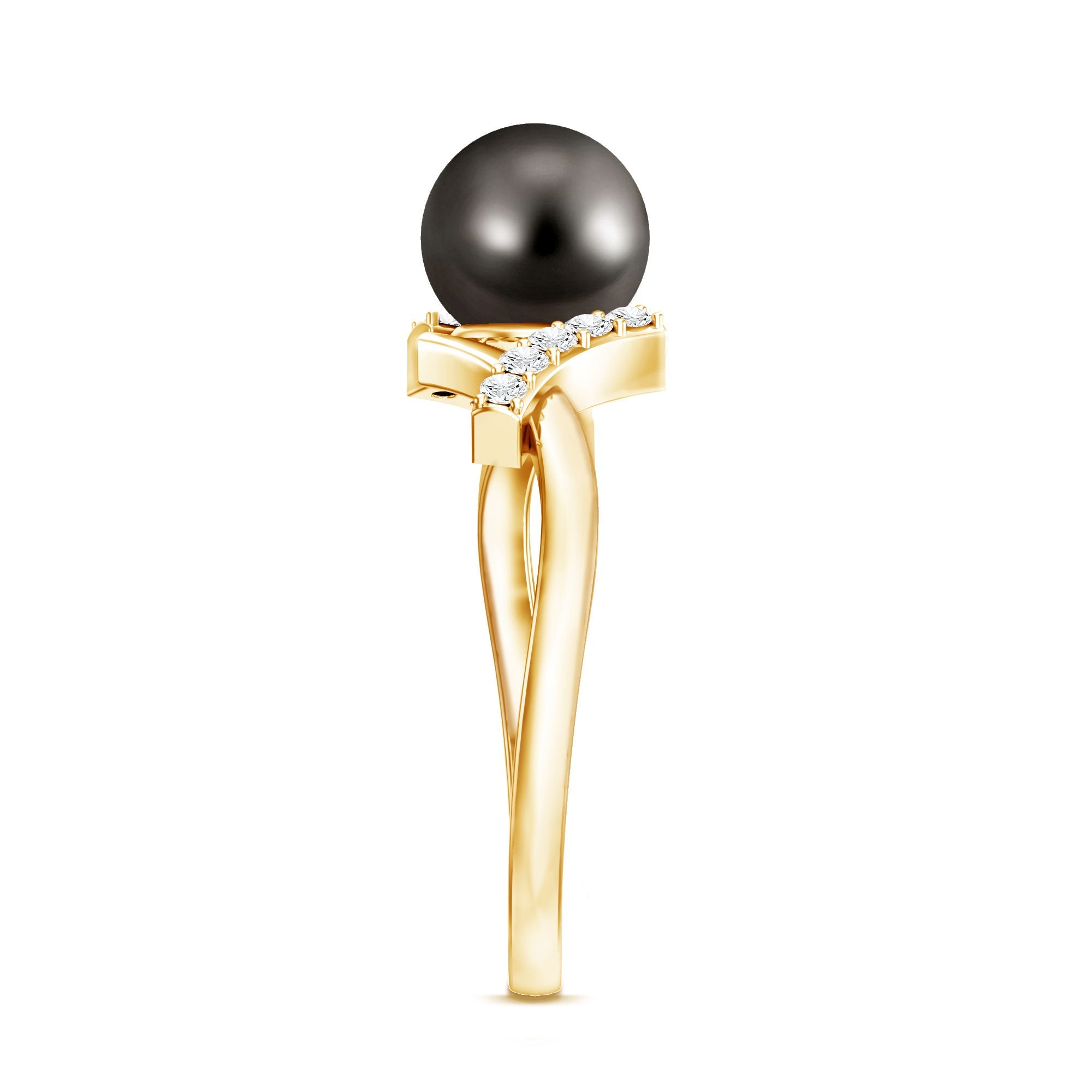 Tahitian Pearl Solitaire Ring with Diamond Accent