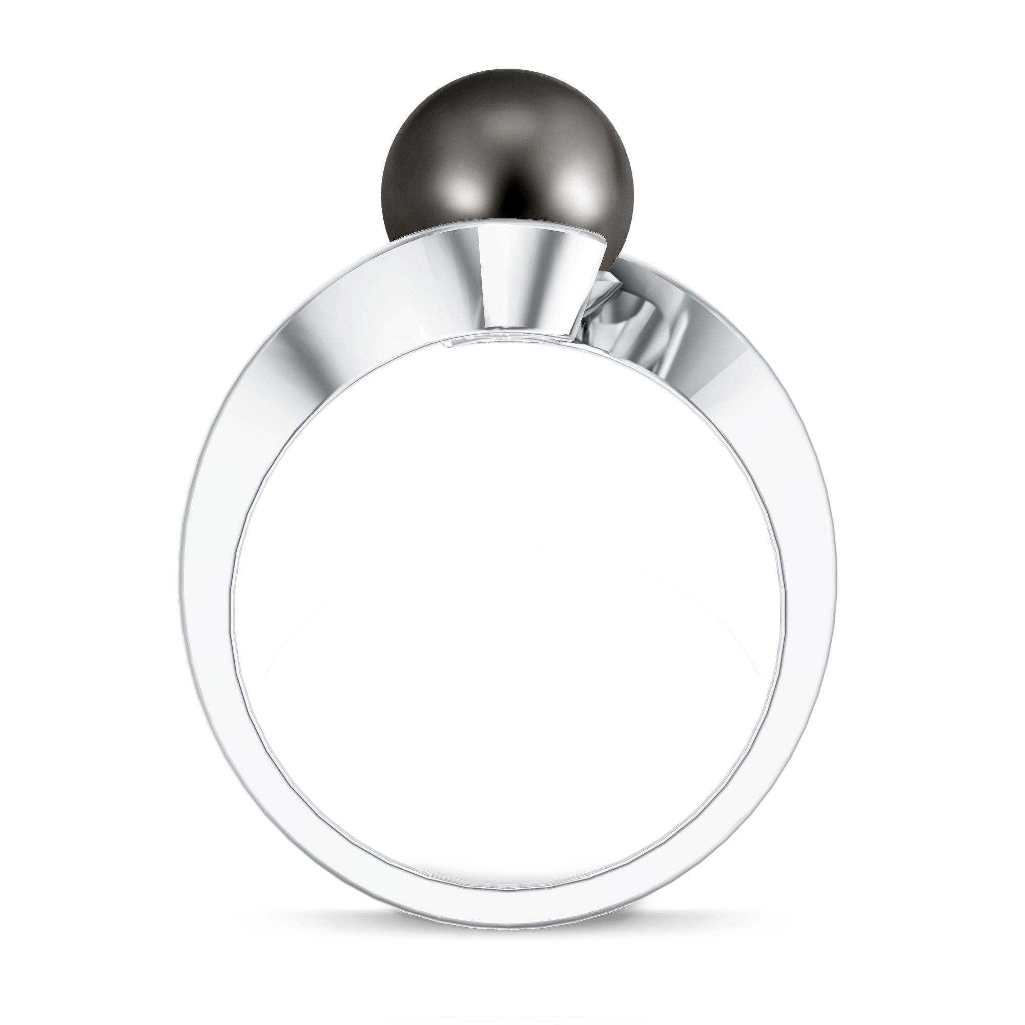 7.5 Carat Certified Tahitian Black Pearl Solitaire Bypass Ring