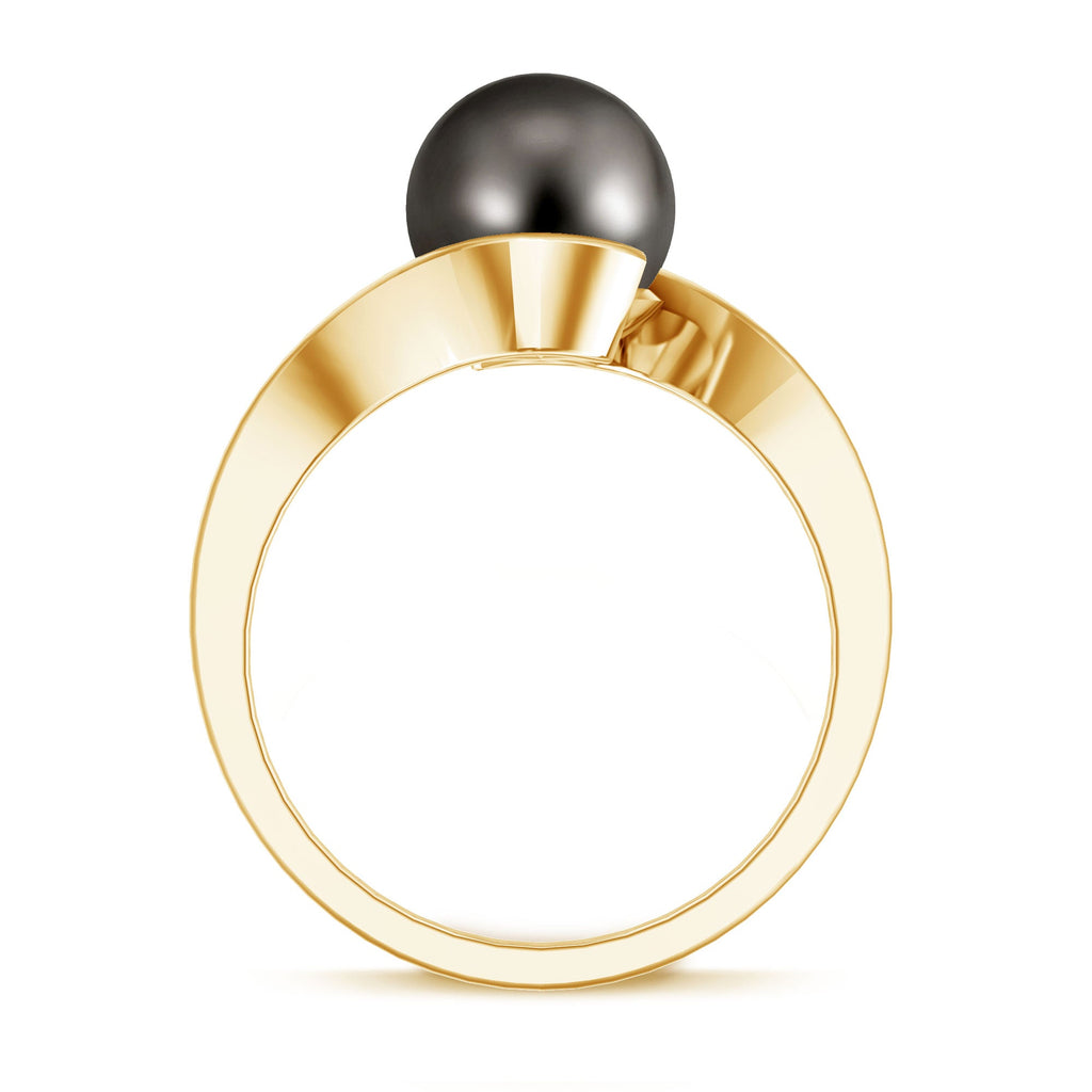 7.5 Carat Certified Tahitian Black Pearl Solitaire Bypass Ring