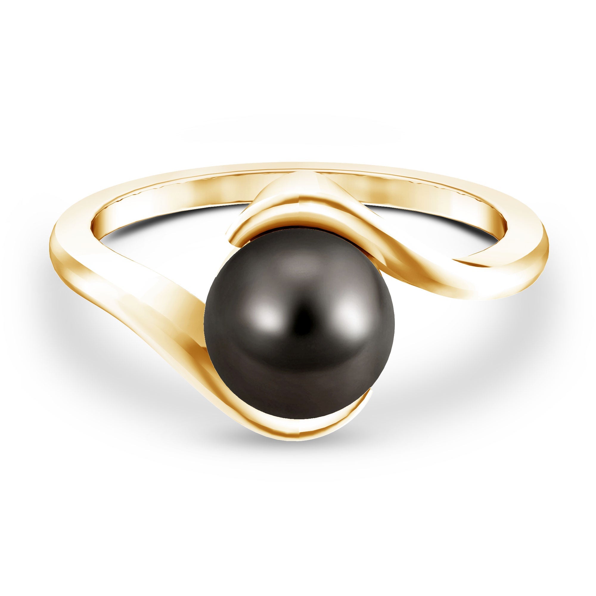 7.5 Carat Certified Tahitian Black Pearl Solitaire Bypass Ring