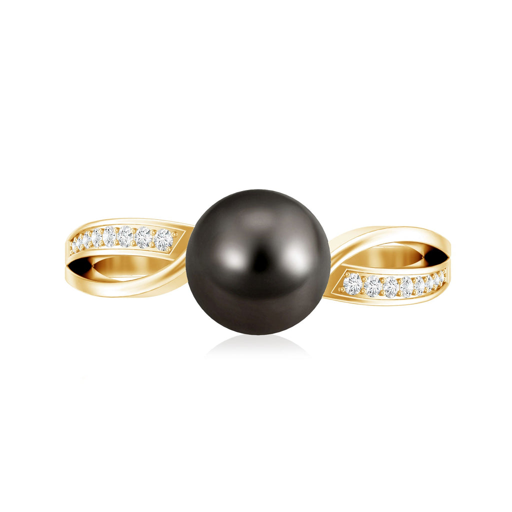 7.5 Carat Solitaire Tahitian Pearl Engagement Ring with Diamond
