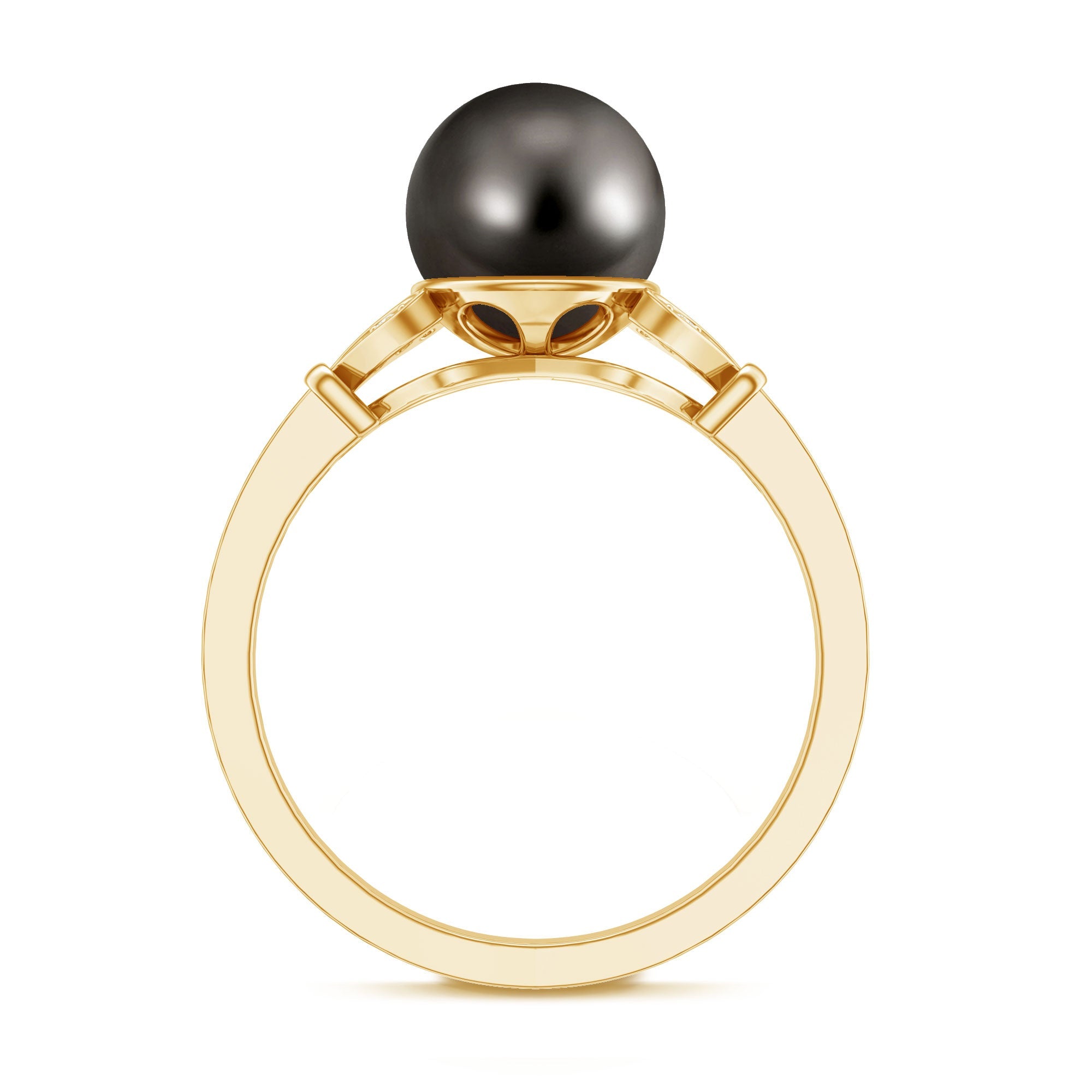 Tahitian Pearl and Diamond Engagement Ring with Split Shank