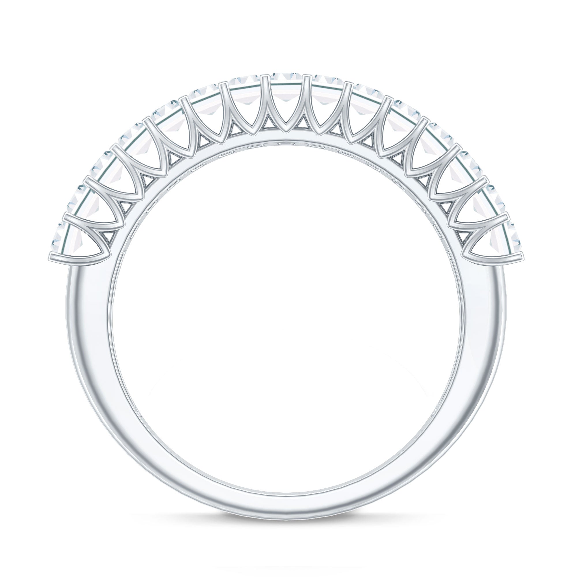 Baguette Cut Certified Moissanite Half Eternity Band Ring