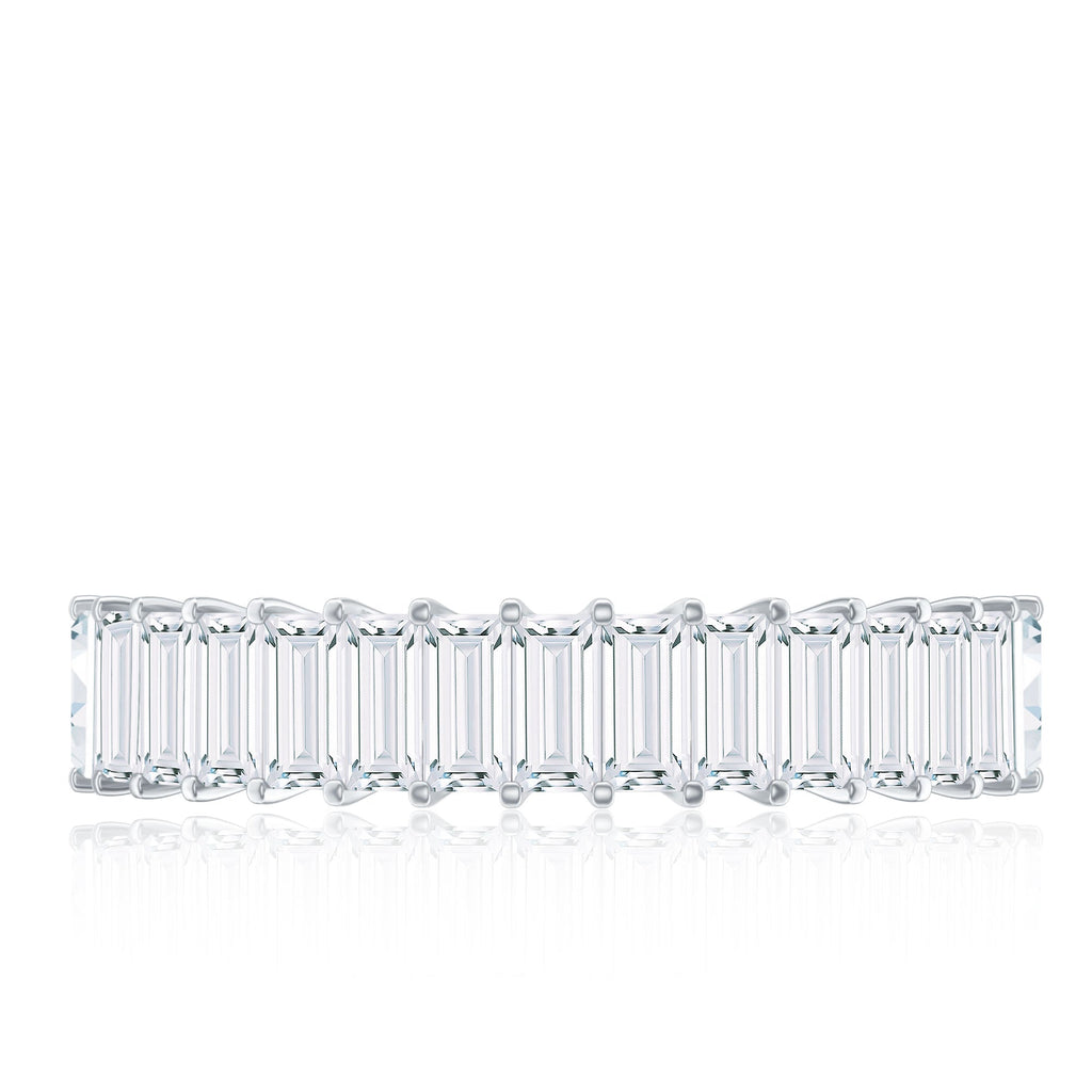 Baguette Cut Certified Moissanite Half Eternity Band Ring