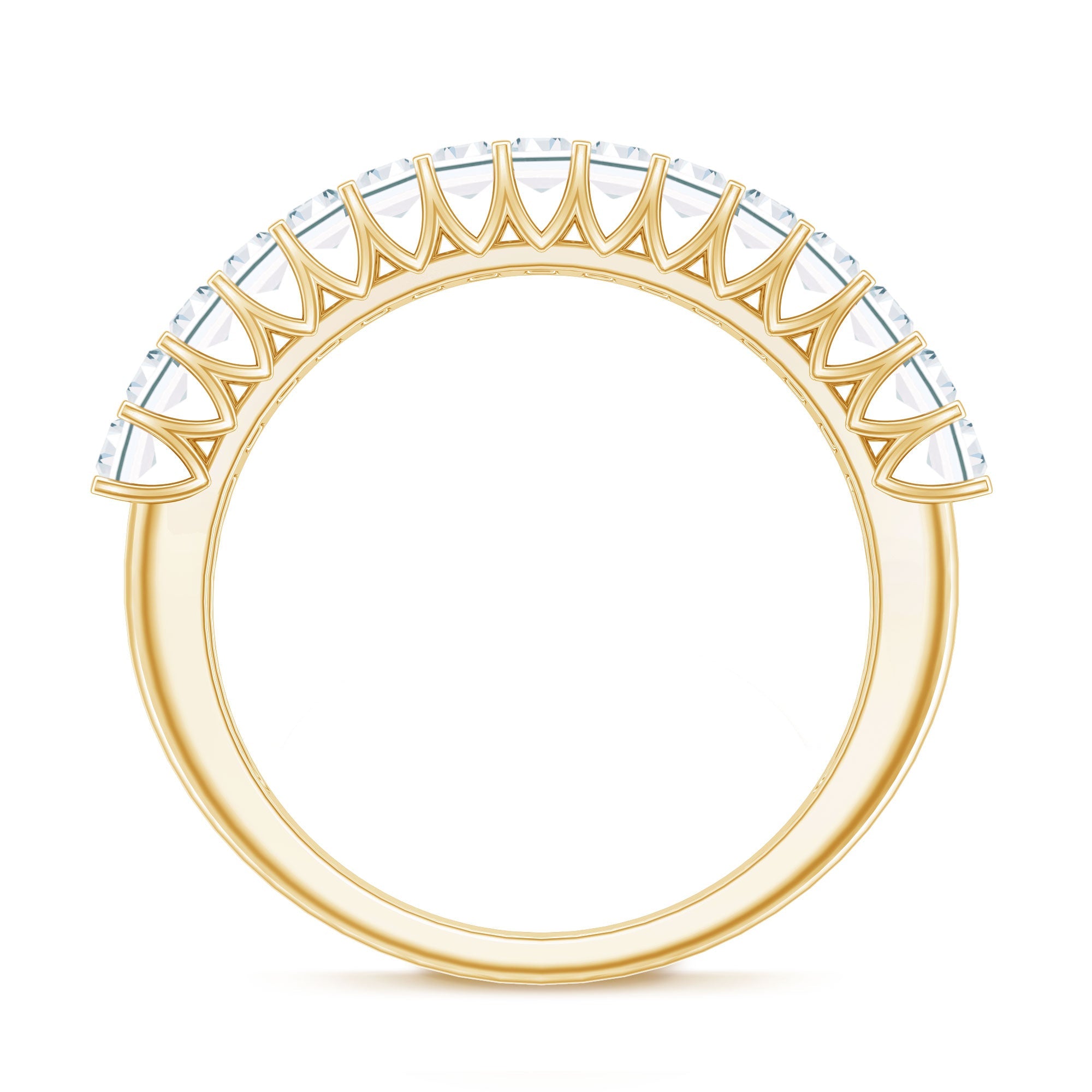 Baguette Cut Certified Moissanite Half Eternity Band Ring