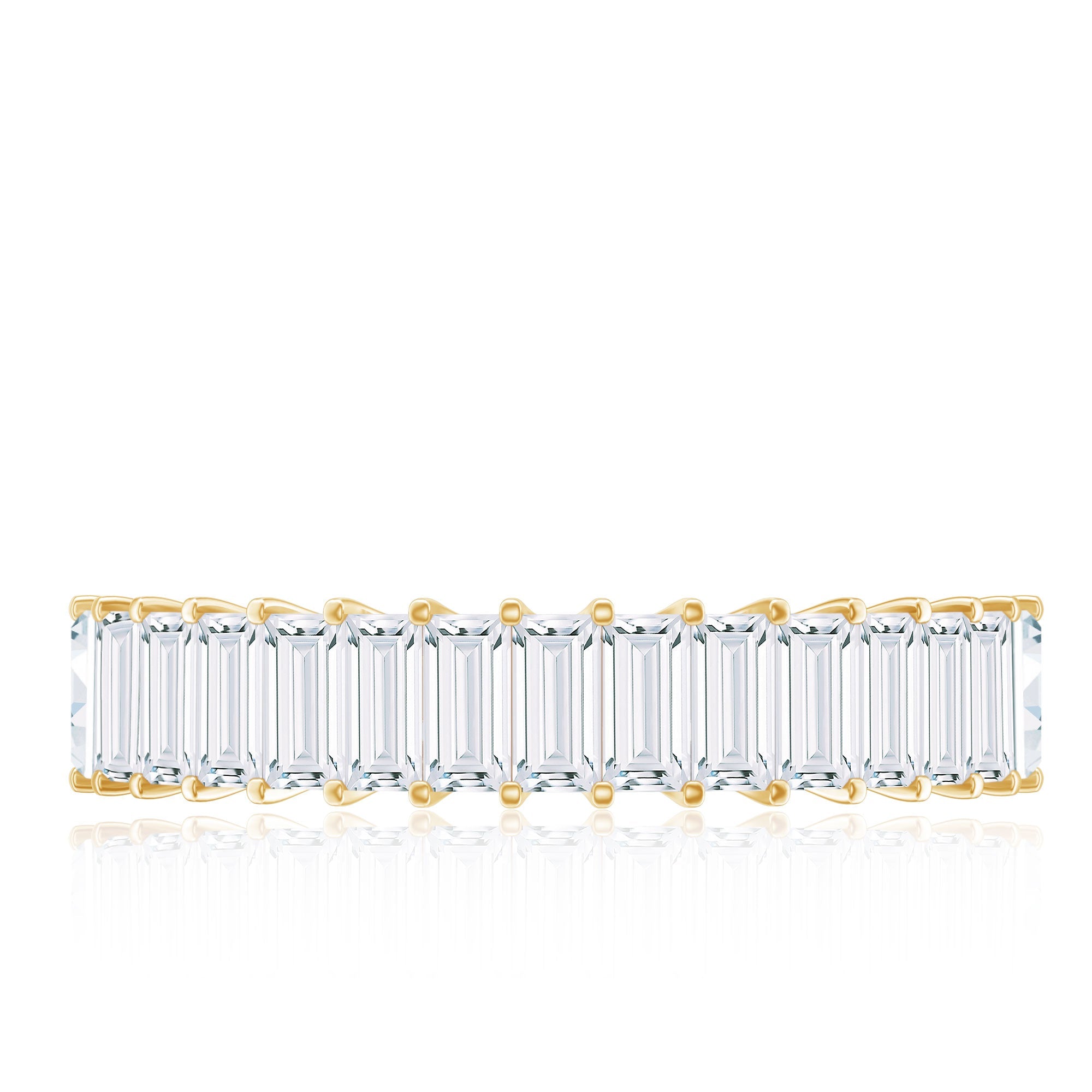 Baguette Cut Certified Moissanite Half Eternity Band Ring