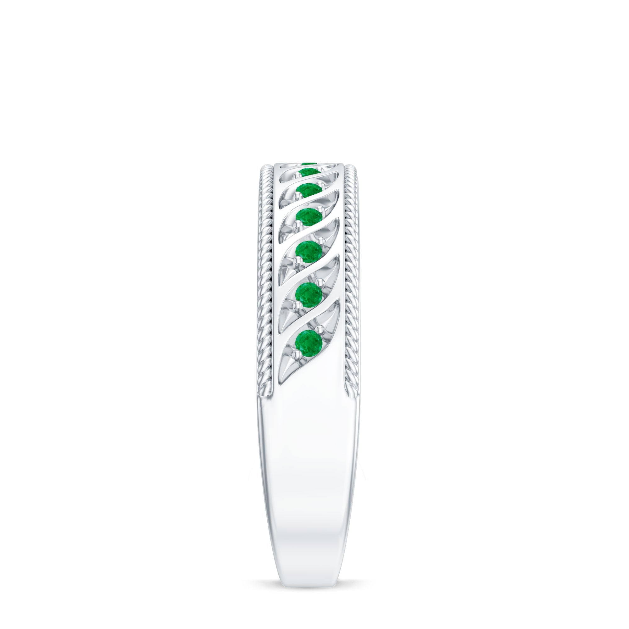 Genuine Emerald Vintage Inspired Eternity Band