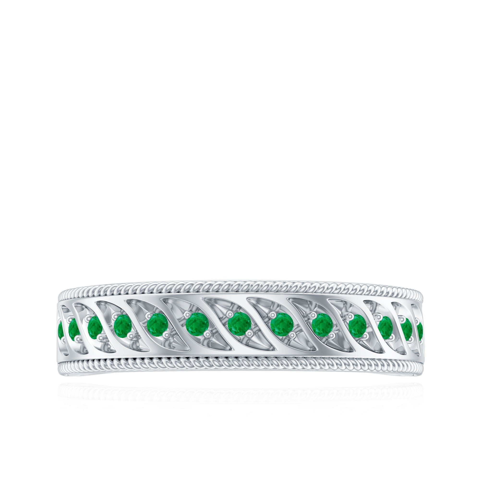 Genuine Emerald Vintage Inspired Eternity Band