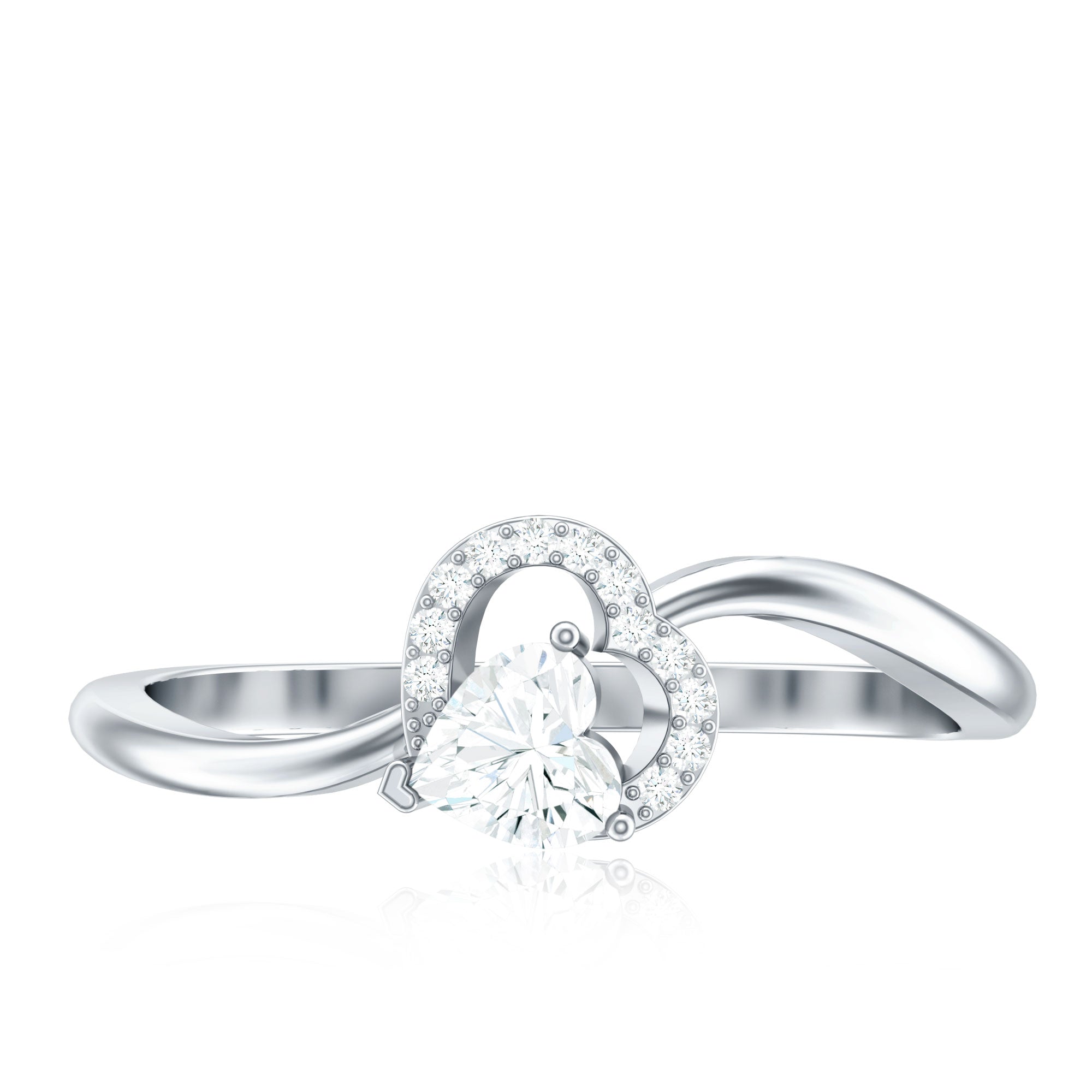 Certified Moissanite Heart Promise Ring for Her