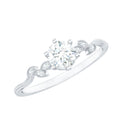 Certified Moissanite Flower Promise Ring with Beaded Detail