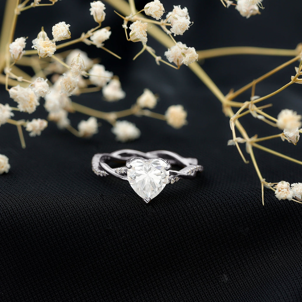 Solitaire Heart Shape Moissanite Braided Engagement Ring