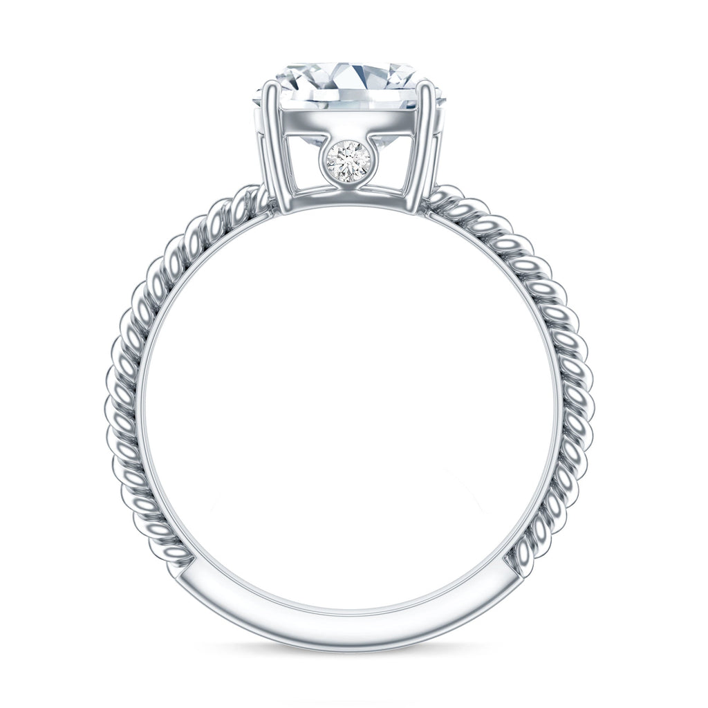 Cushion Cut Moissanite Solitaire Engagement Ring with Twisted Rope