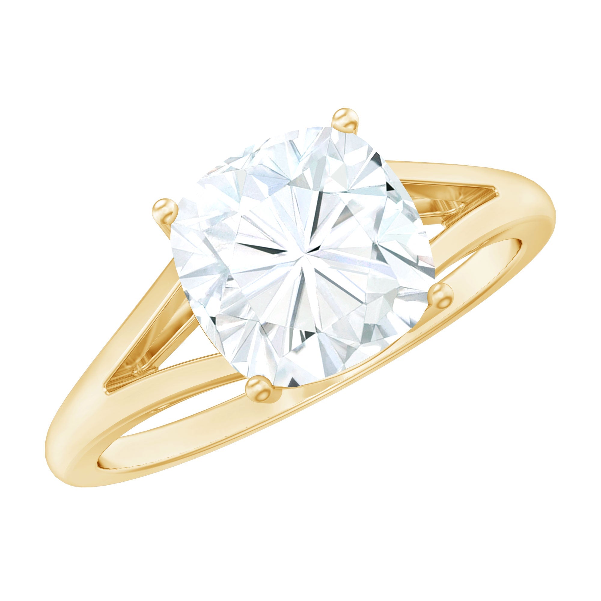 Cushion Cut Moissanite Engagement Ring With Split Shank