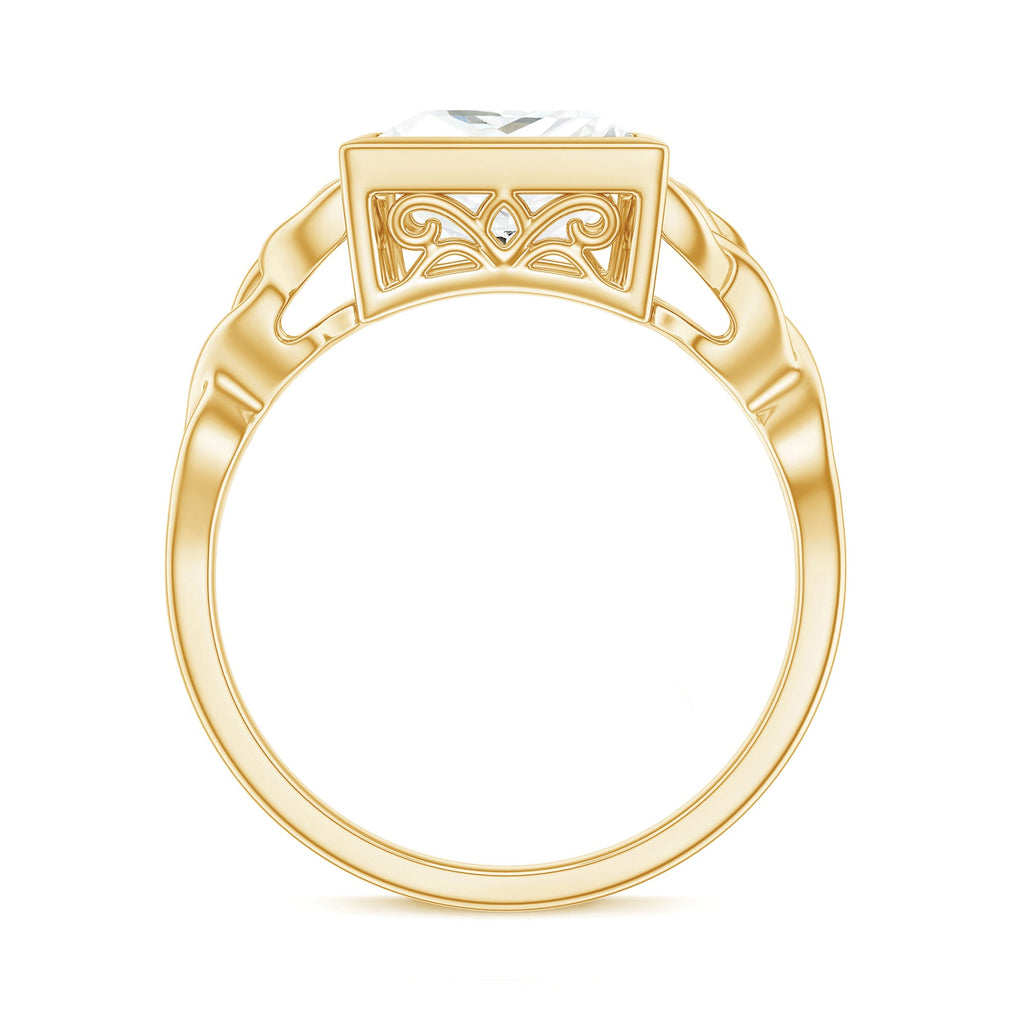 Princess Cut Moissanite Celtic Engagement Ring in Bezel Setting