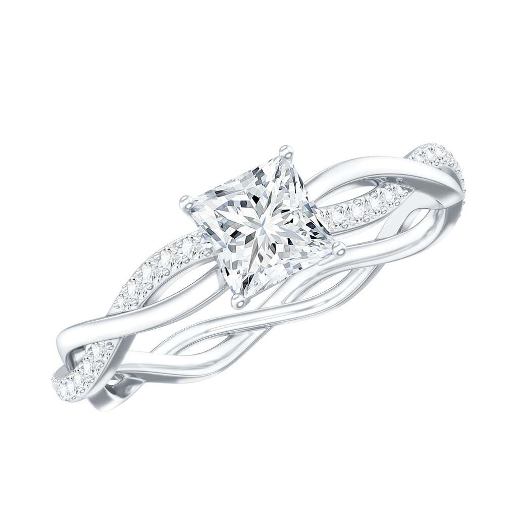Princess Cut Moissanite Braided Engagement Ring for Women