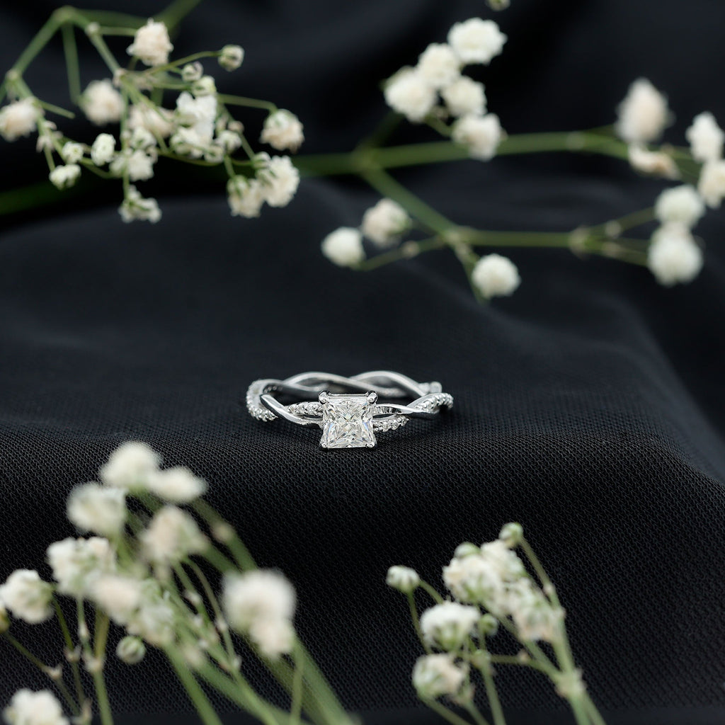 Princess Cut Moissanite Braided Engagement Ring for Women