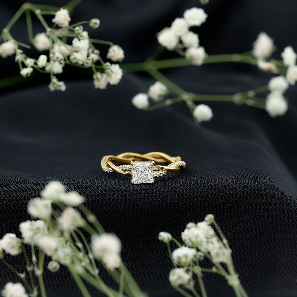 Princess Cut Moissanite Braided Engagement Ring for Women