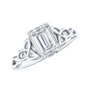 1.8 Carat Emerald Cut Moissanite Engagement Ring with Celtic Details