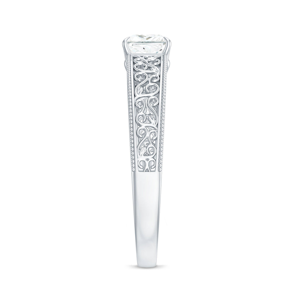 Princess Cut Solitaire Moissanite Filigree Engagement Ring