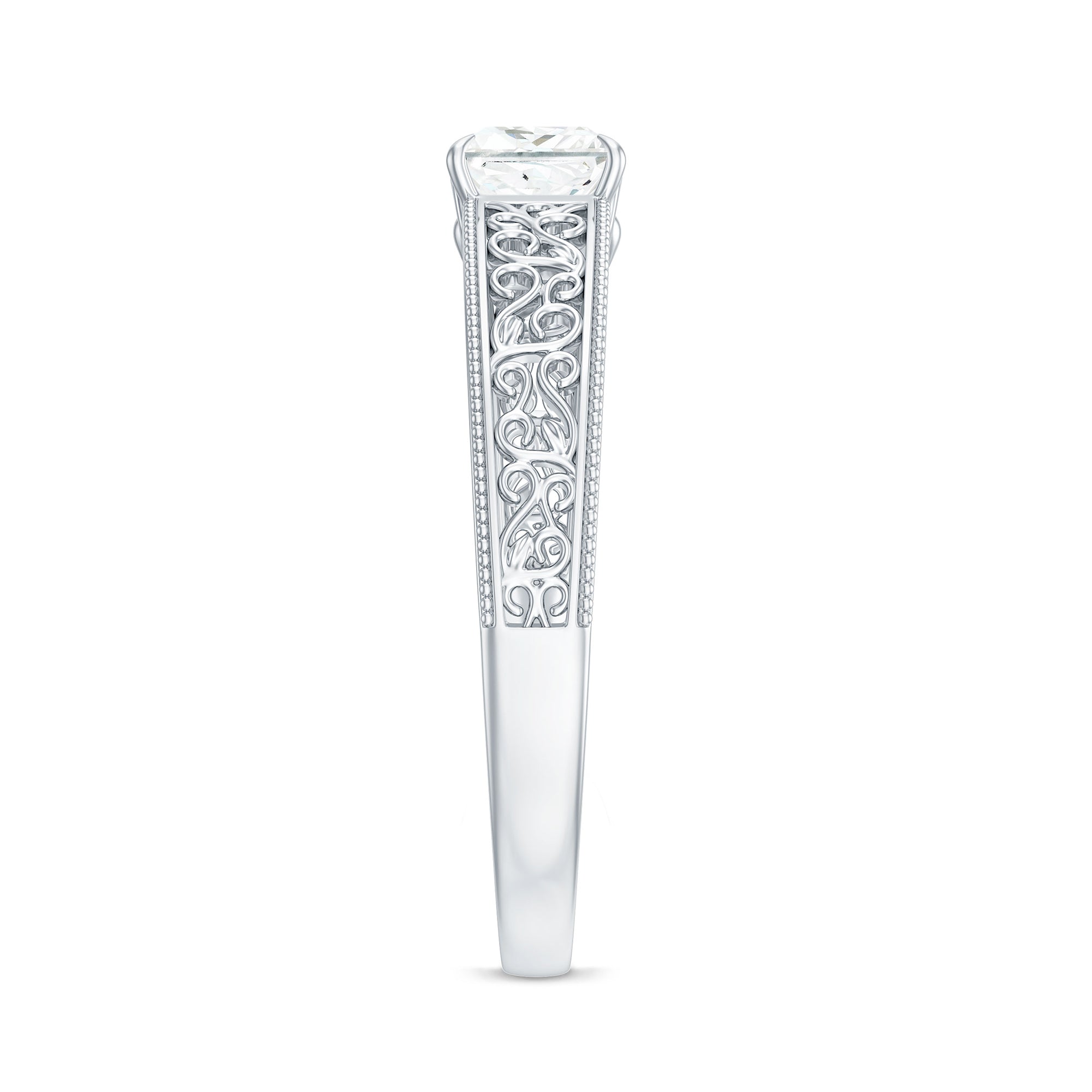 Princess Cut Solitaire Moissanite Filigree Engagement Ring
