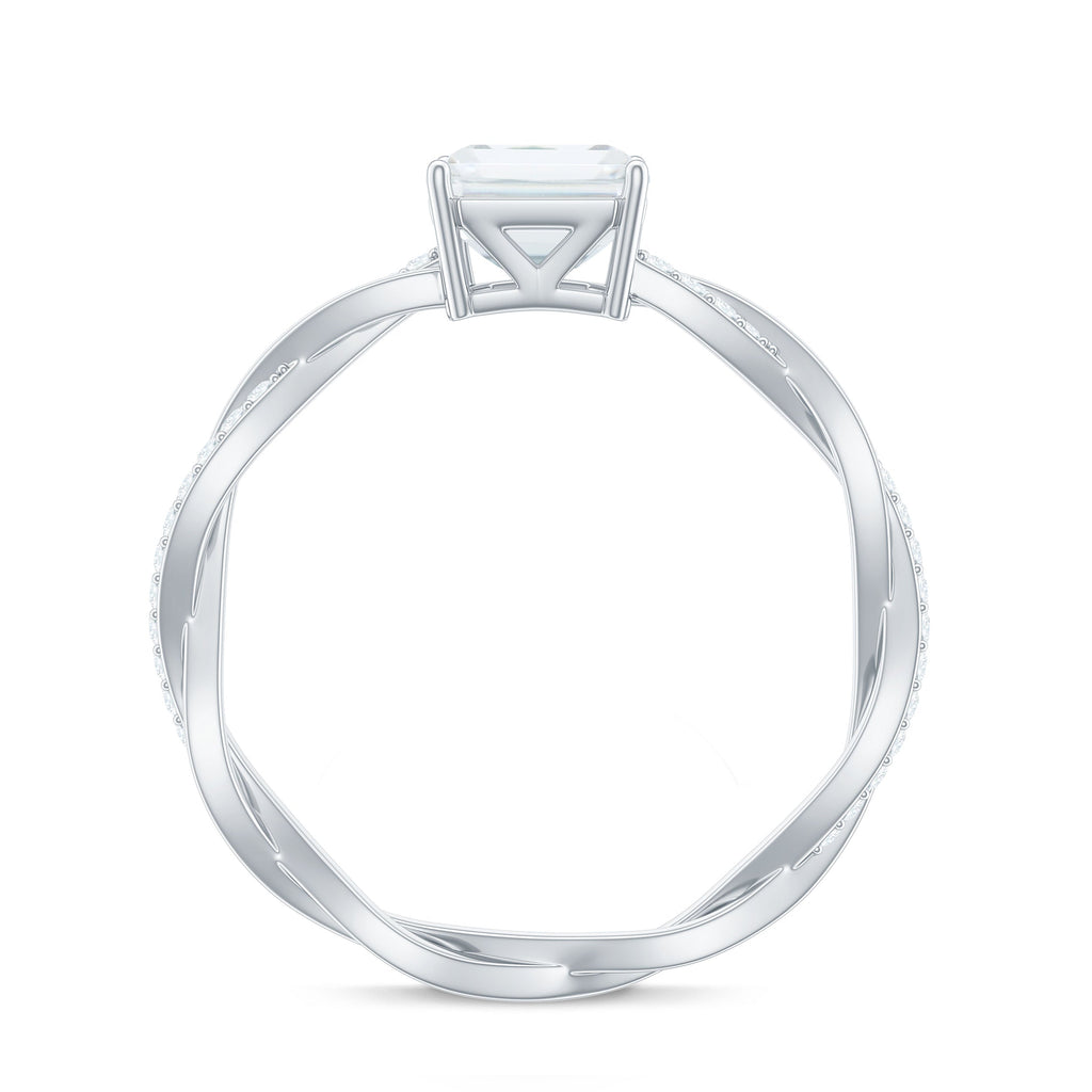 Emerald Cut Moissanite Solitaire Engagement Ring with Braided Band