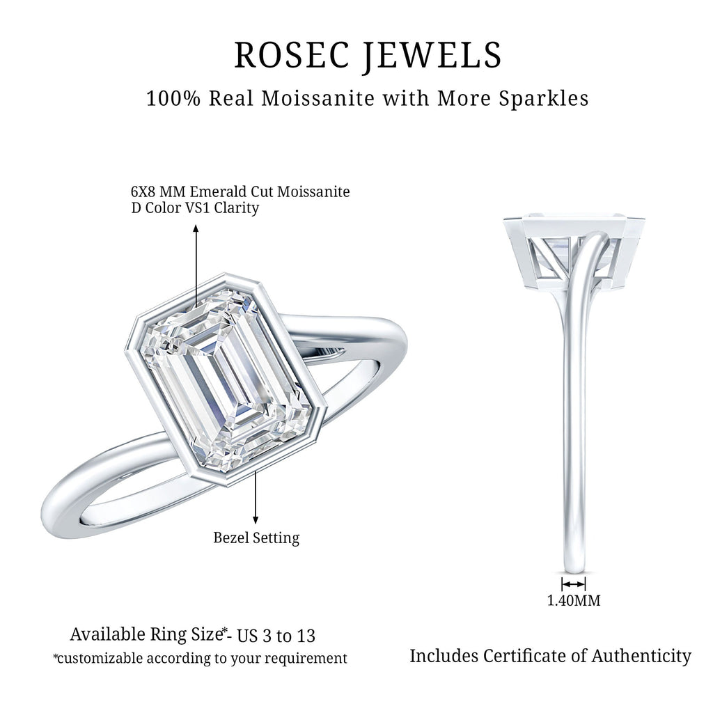 1.8 Emerald Cut Moissanite Engagement Ring For Women
