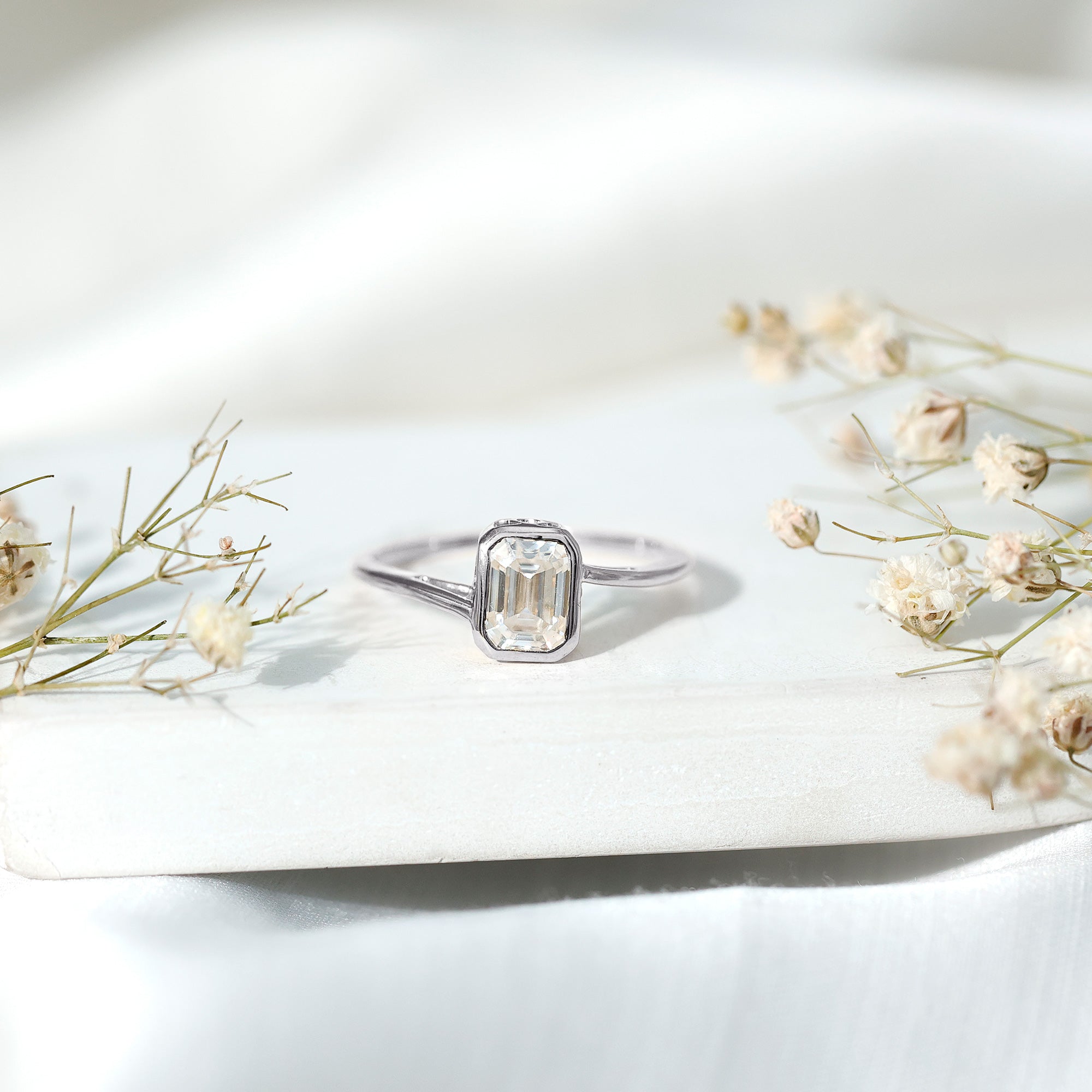 1.8 Emerald Cut Moissanite Engagement Ring For Women