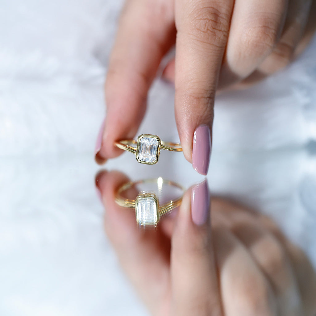 1.8 Emerald Cut Moissanite Engagement Ring For Women