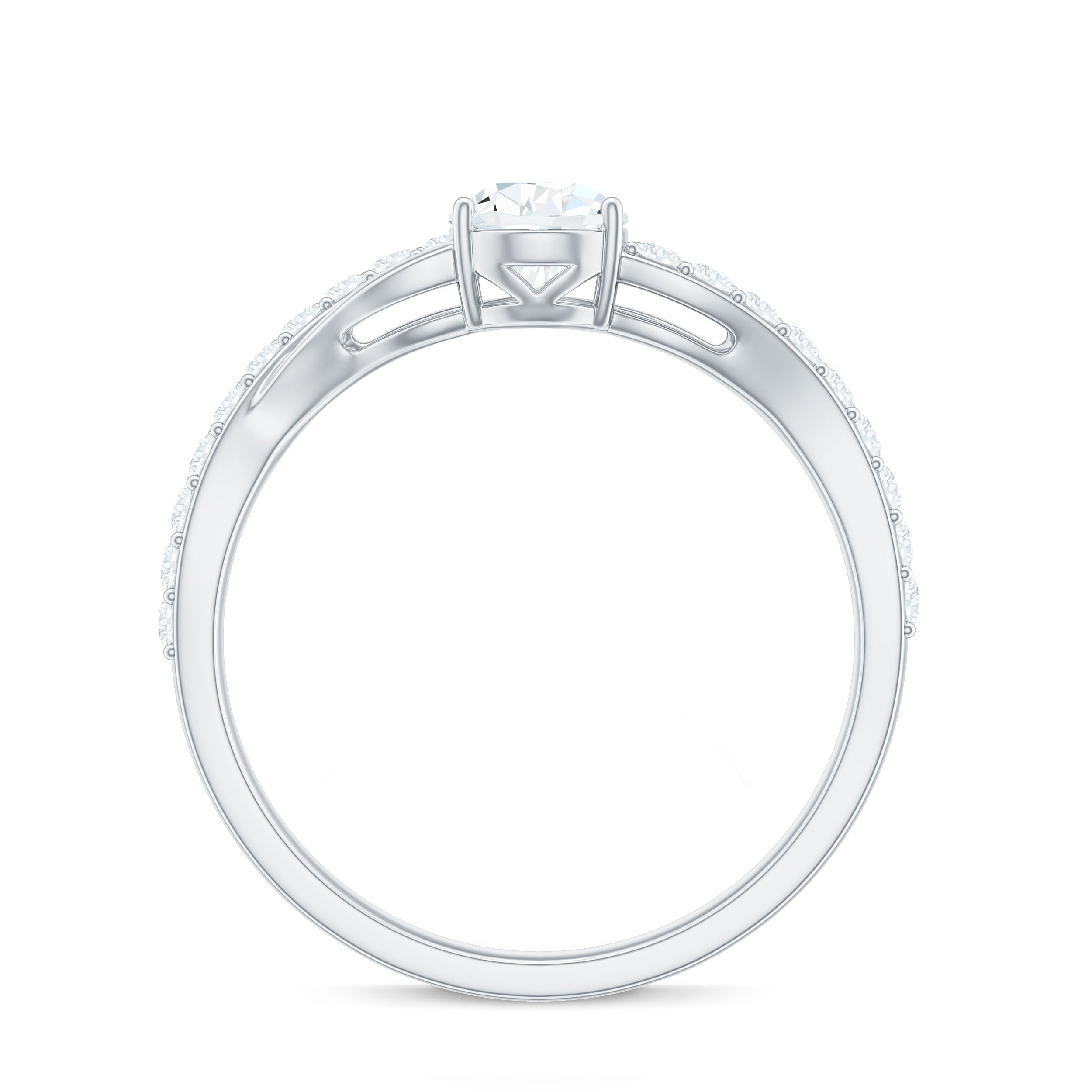Certified Pear Cut Moissanite Split Shank Engagement Ring