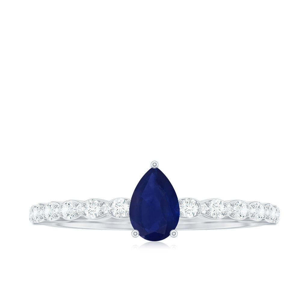 0.5 Carat Minimal Blue Sapphire Solitaire Promise Ring with Diamond