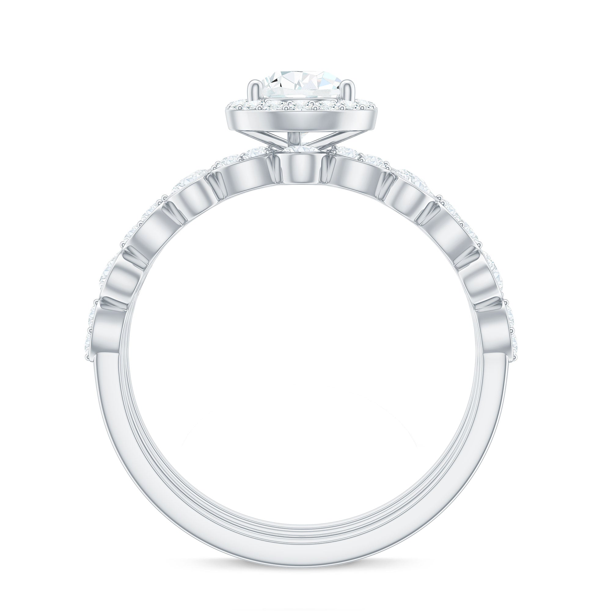 0.7 Carat Pear Shaped Moissanite Engagement Ring with 2 Enhancers