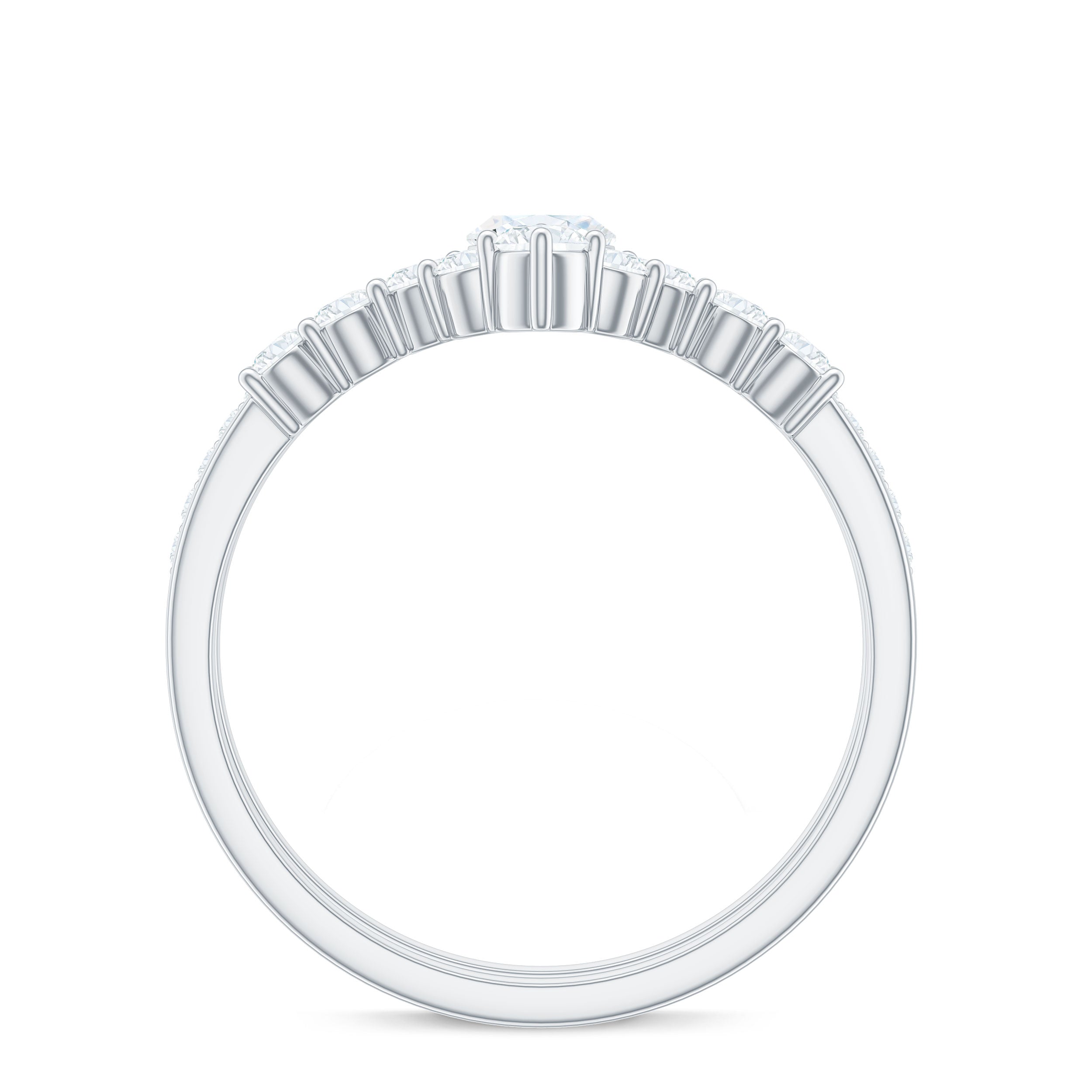 Marquise Cut Moissanite Engagement Ring with V-Shaped Wedding Band