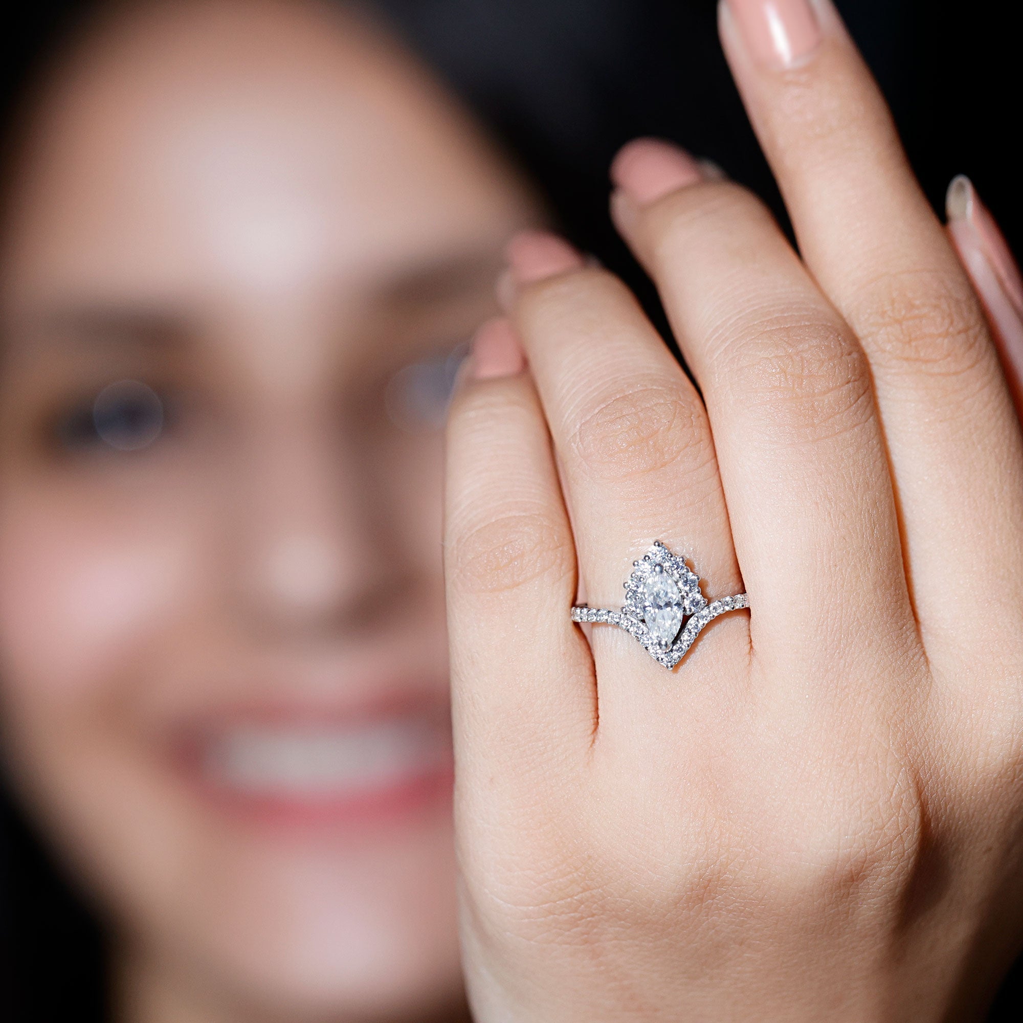 Marquise Cut Moissanite Designer Engagement Ring