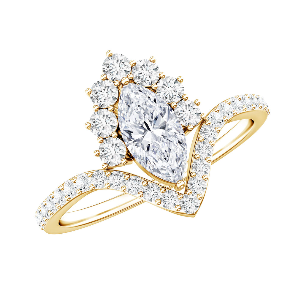 Marquise Cut Moissanite Designer Engagement Ring