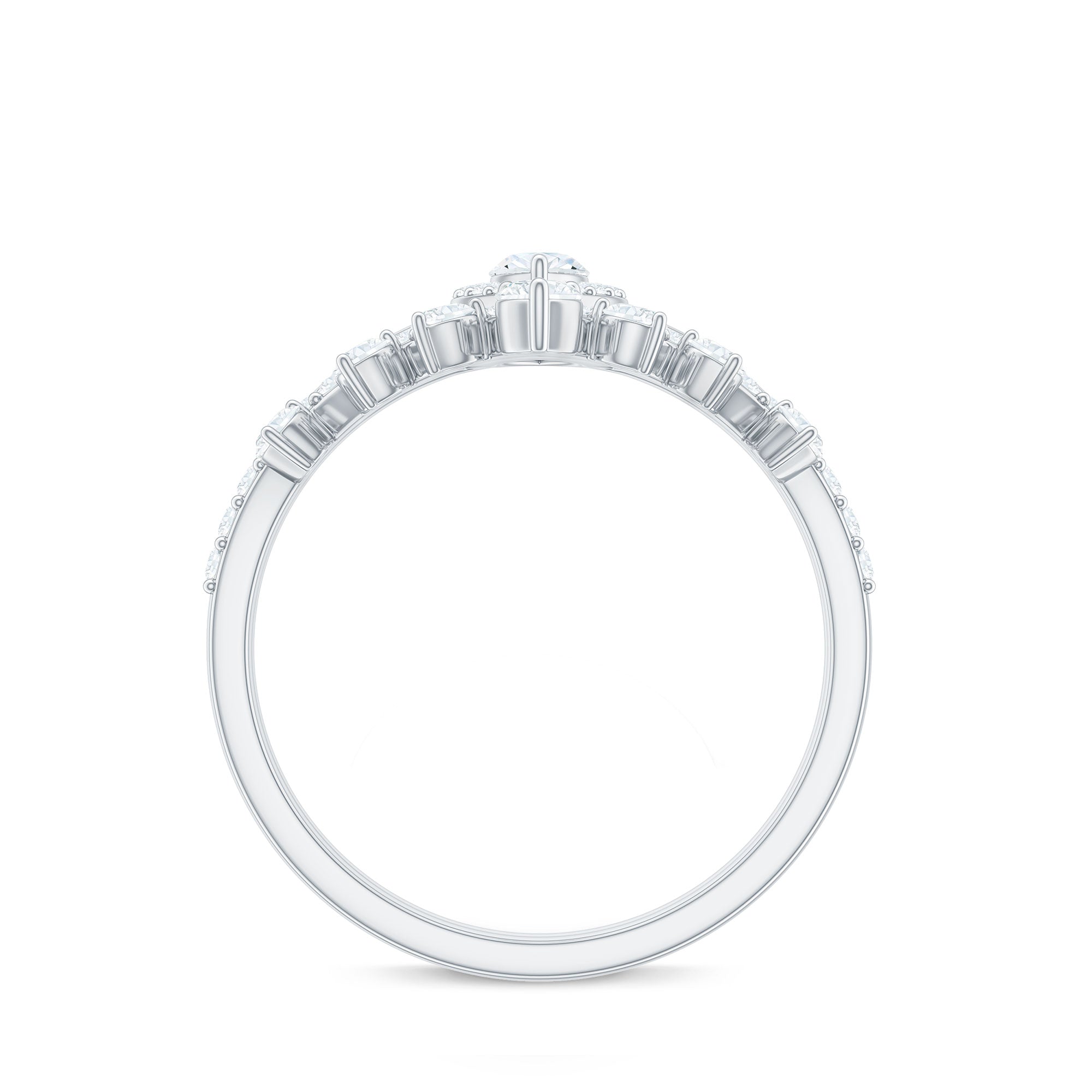 Marquise Cut Moissanite Halo Wedding Ring Set For Women