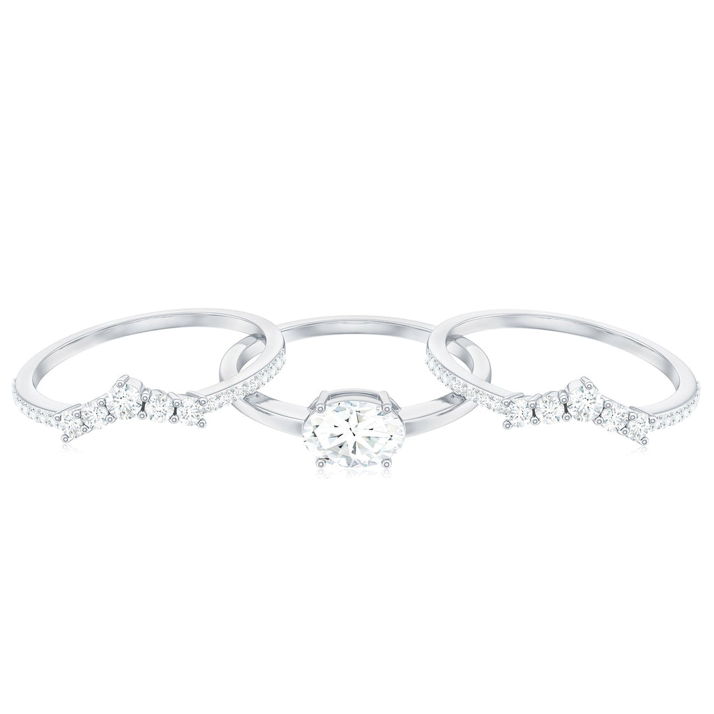 Brilliant Cut Moissanite Trio Wedding Ring Set with Certificate