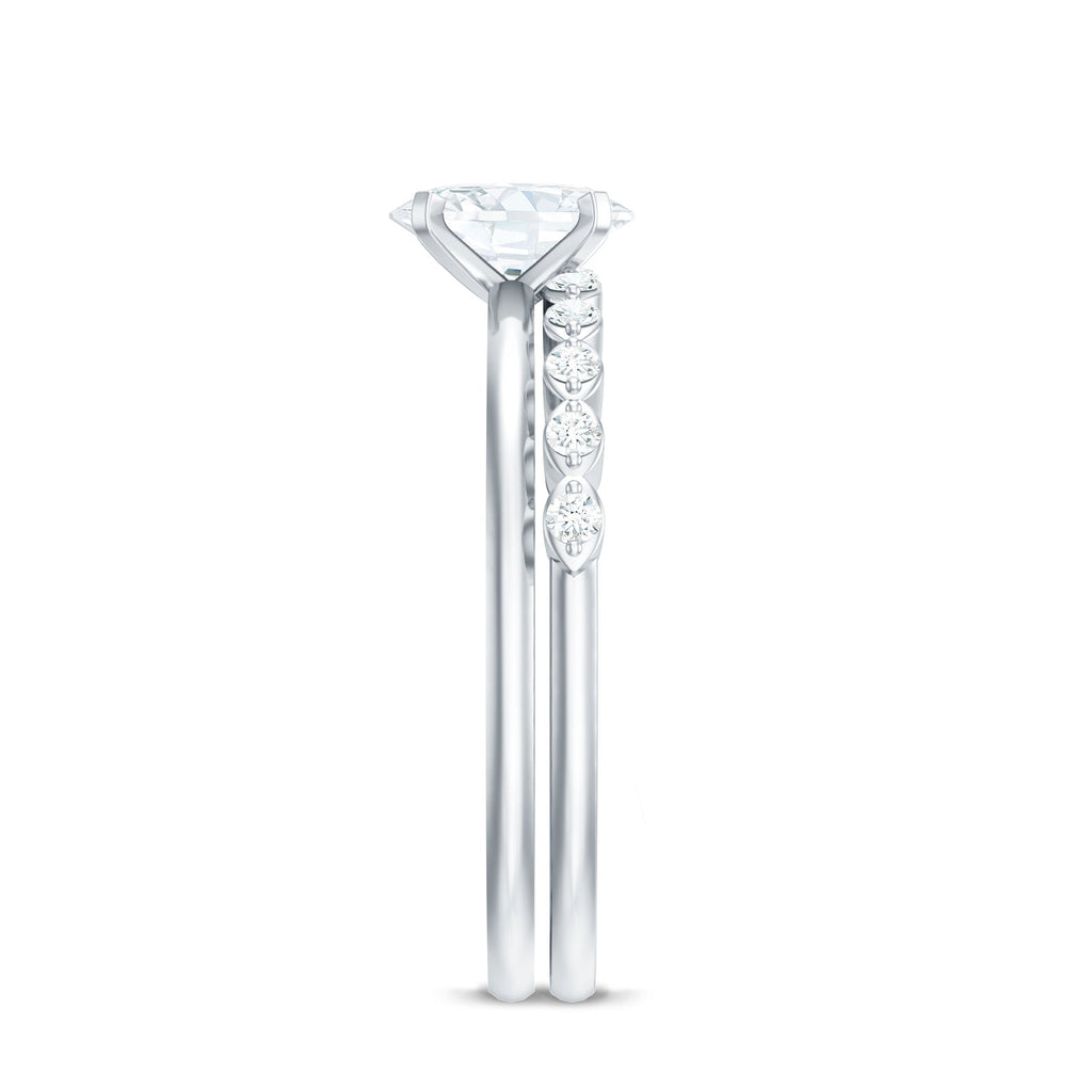 Oval Cut Moissanite Solitaire Bridal Ring Set for Women
