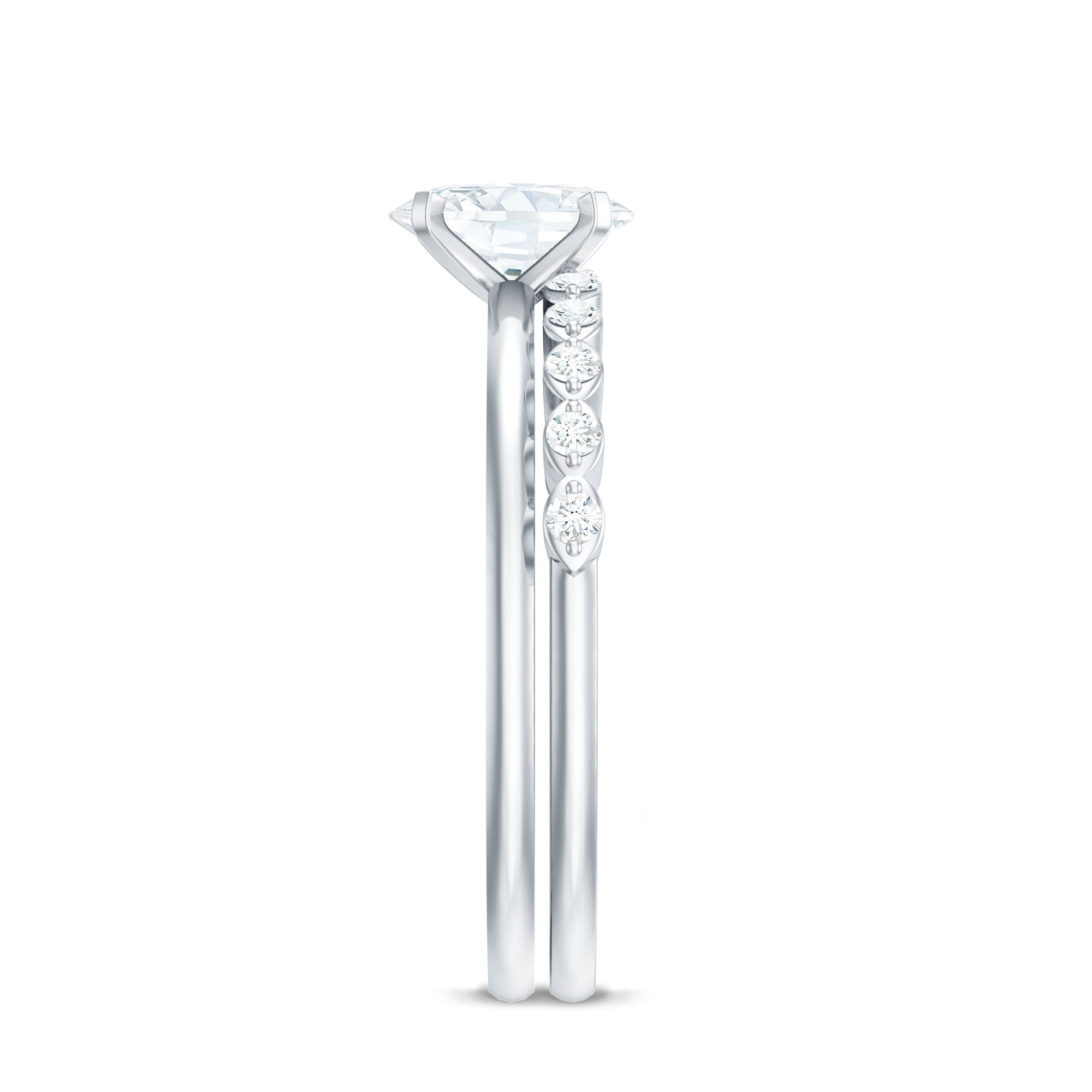 Oval Cut Moissanite Solitaire Bridal Ring Set for Women