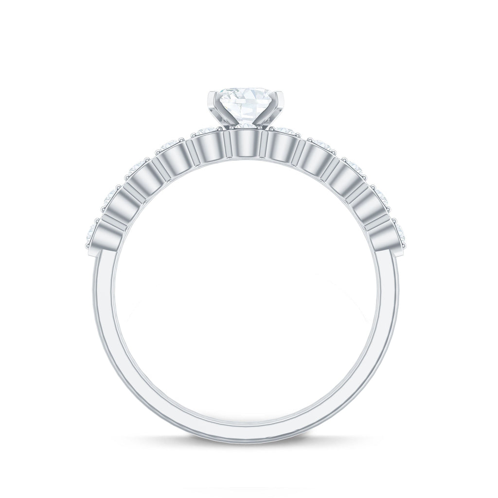 Oval Cut Moissanite Solitaire Bridal Ring Set for Women