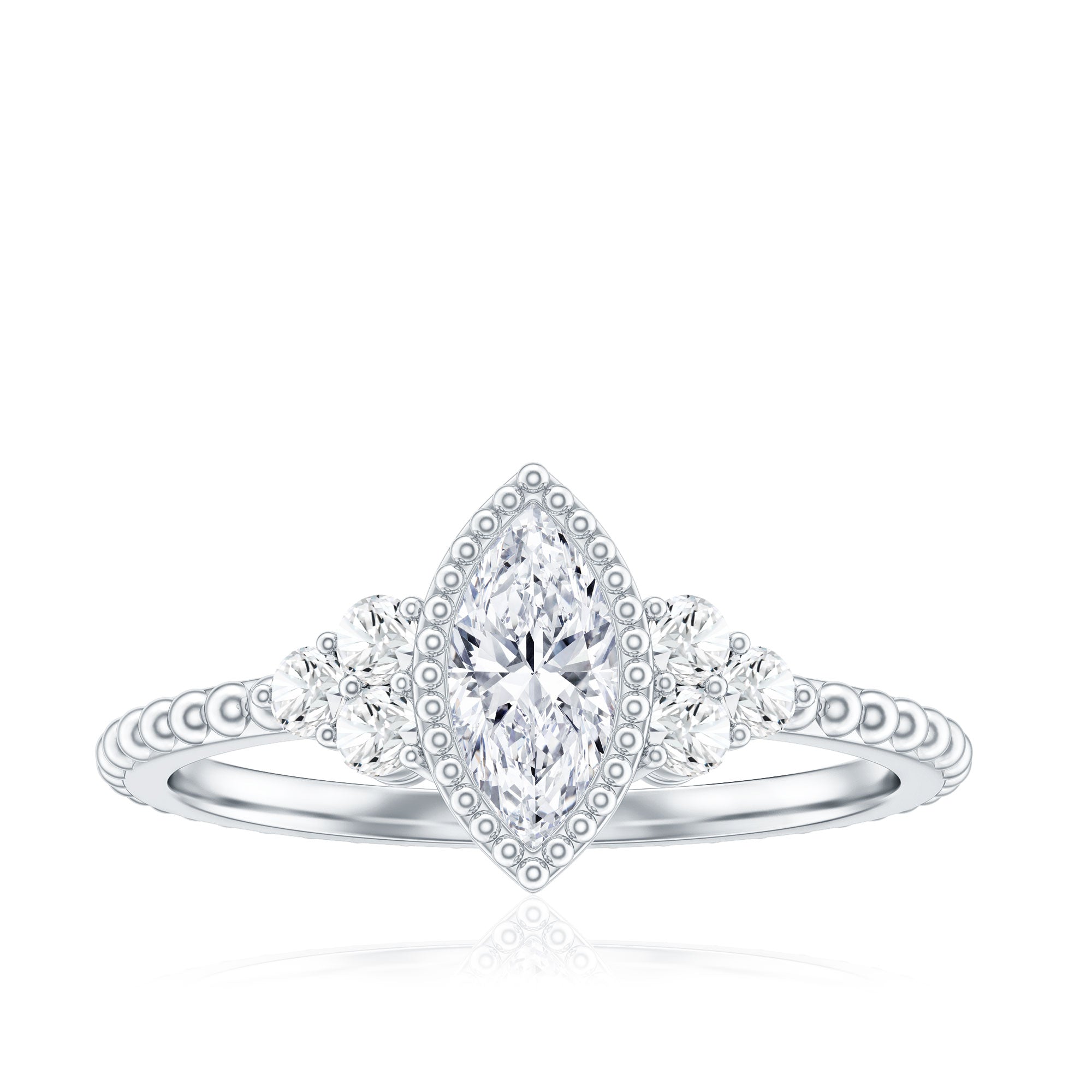 Marquise Cut Moissanite Vintage Looking Engagement Ring