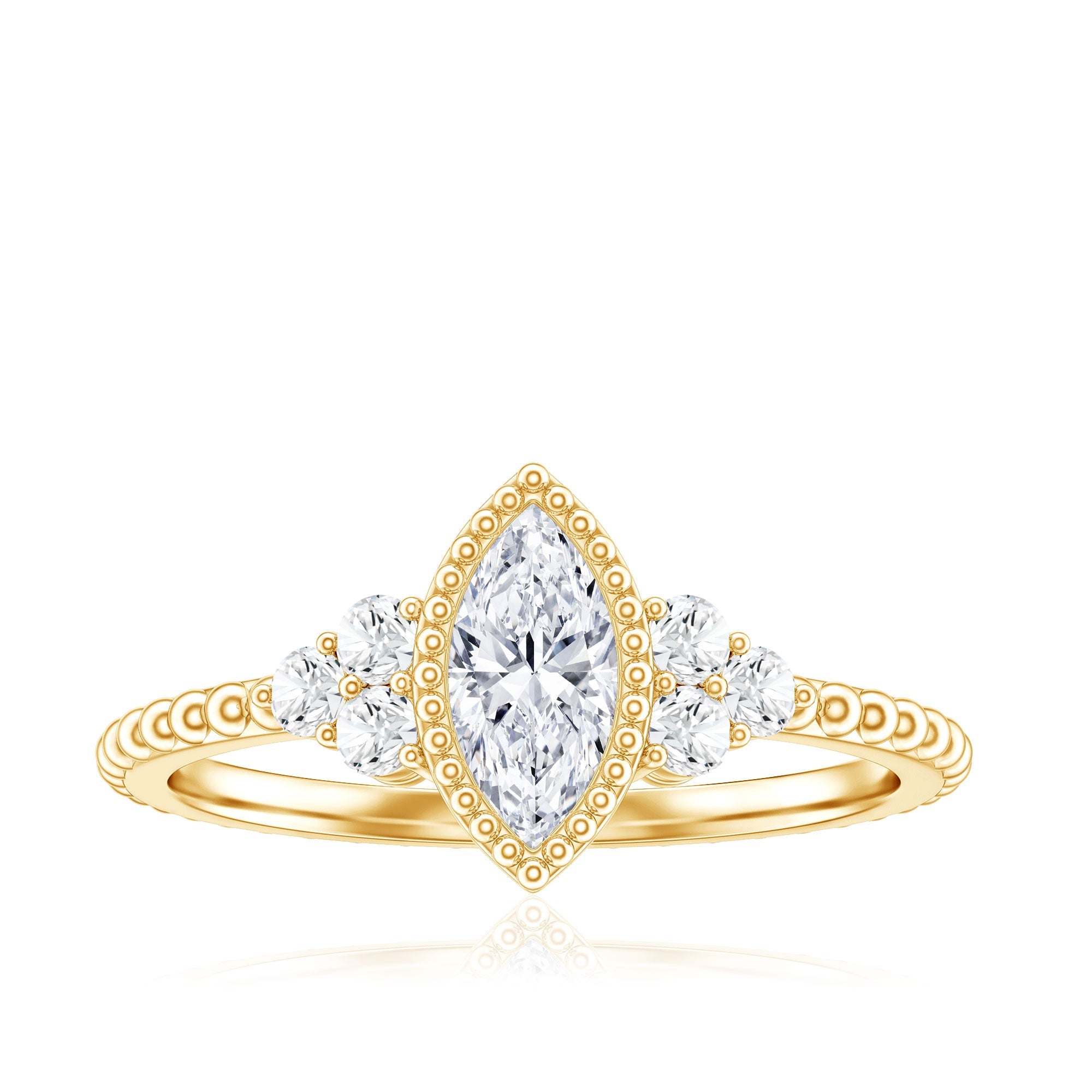 Marquise Cut Moissanite Vintage Looking Engagement Ring