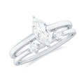 Marquise Cut Moissanite Engagement Ring with Stackable Band