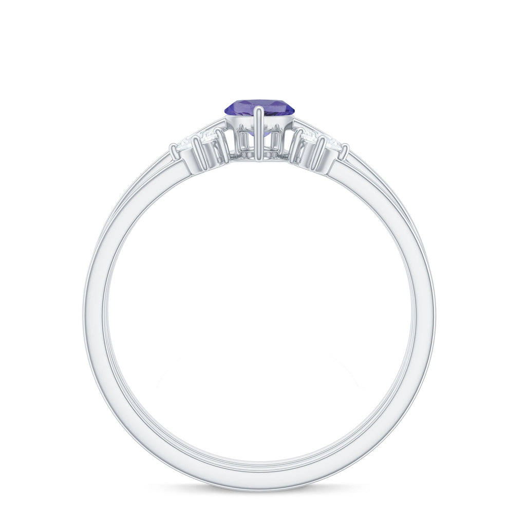 Natural 0.6 Carat Marquise Tanzanite Diamond Promise Ring Set of 2